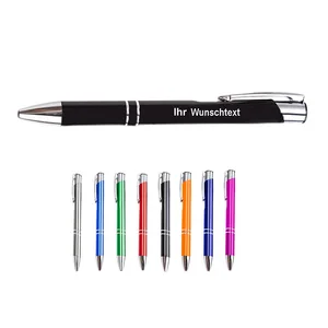 Promotional  Customized Slim Aluminum Click Metal Ball Point Pen with Custom logo