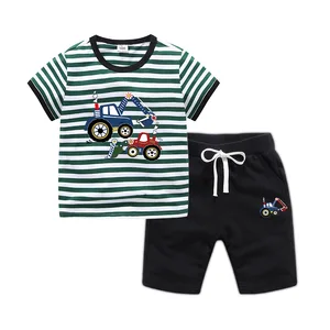 Wholesale Summer Boys Clothing Sets Striped T-shirts Shorts Casual Two Pieces Kids Clothing Set