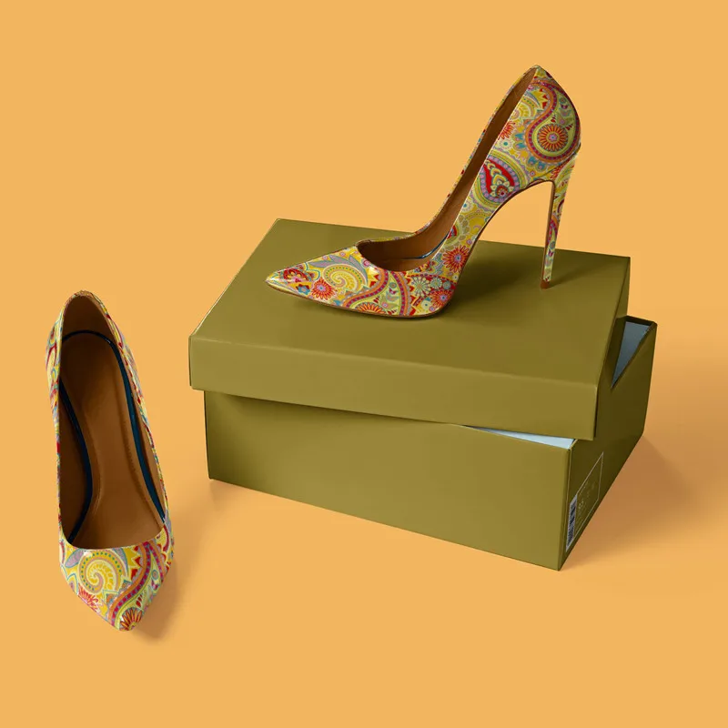 3d Printed Shoes Size 45 Pointed Toe 12 Cm Cashew Flowers Ladies High Heeled Pumps - Image 4