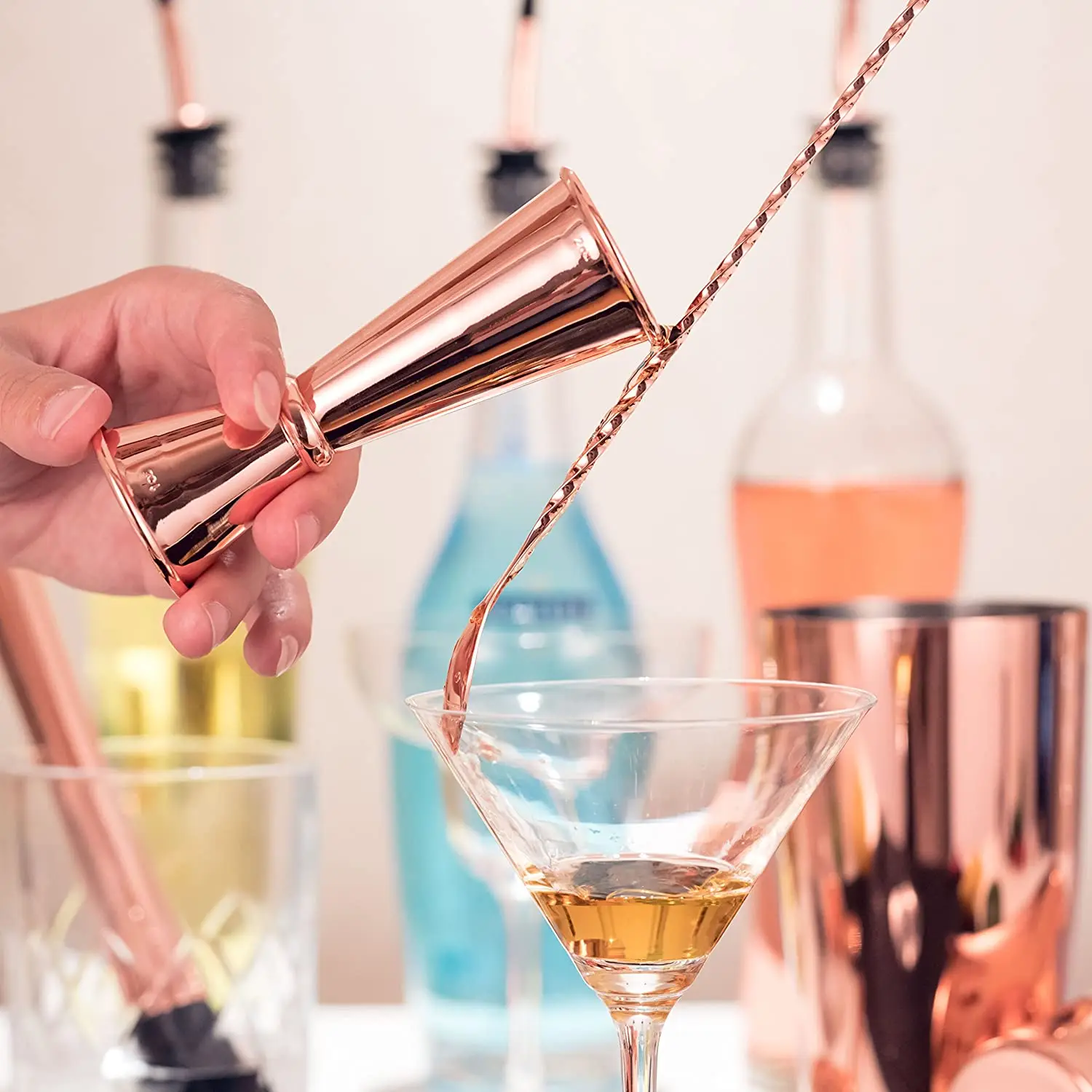 Set Agitatore per Cocktail, 13 Pezzi Utensili in Acciaio Inox , Kit Barista Martini con