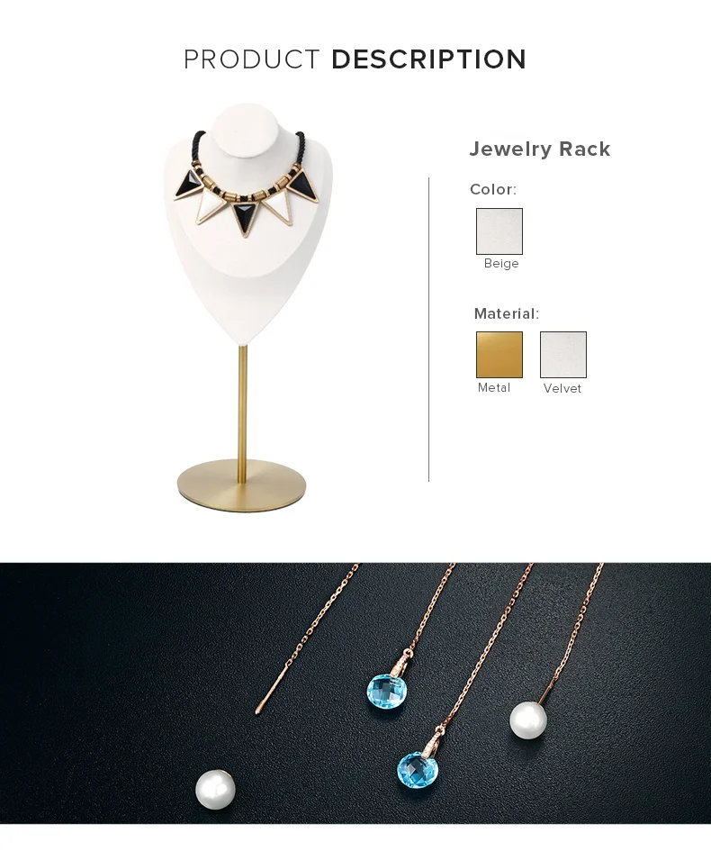 New Product Portable Jewelry White Unique Adjustable Necklace Display Bust Stand