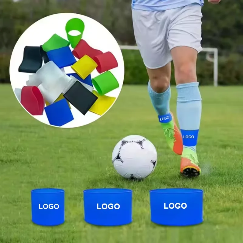 Customized Logo Soccer Shin Guards Strap Silicone Anti Slip Grip Tapes Shin Guard Straps for Men Women Adults Kids