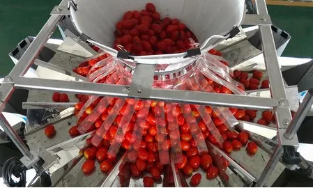 Automatic 10/14 Heads Weigher Scale Cherry Tomatoes Clamshell Punnet Tray Weighing Multihead Weigher for Packaging Machine