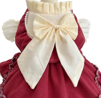 Four Seasons Universal Lolita Dress Princess Style Skirt with Lace Edge Pure Cotton Pet Clothing