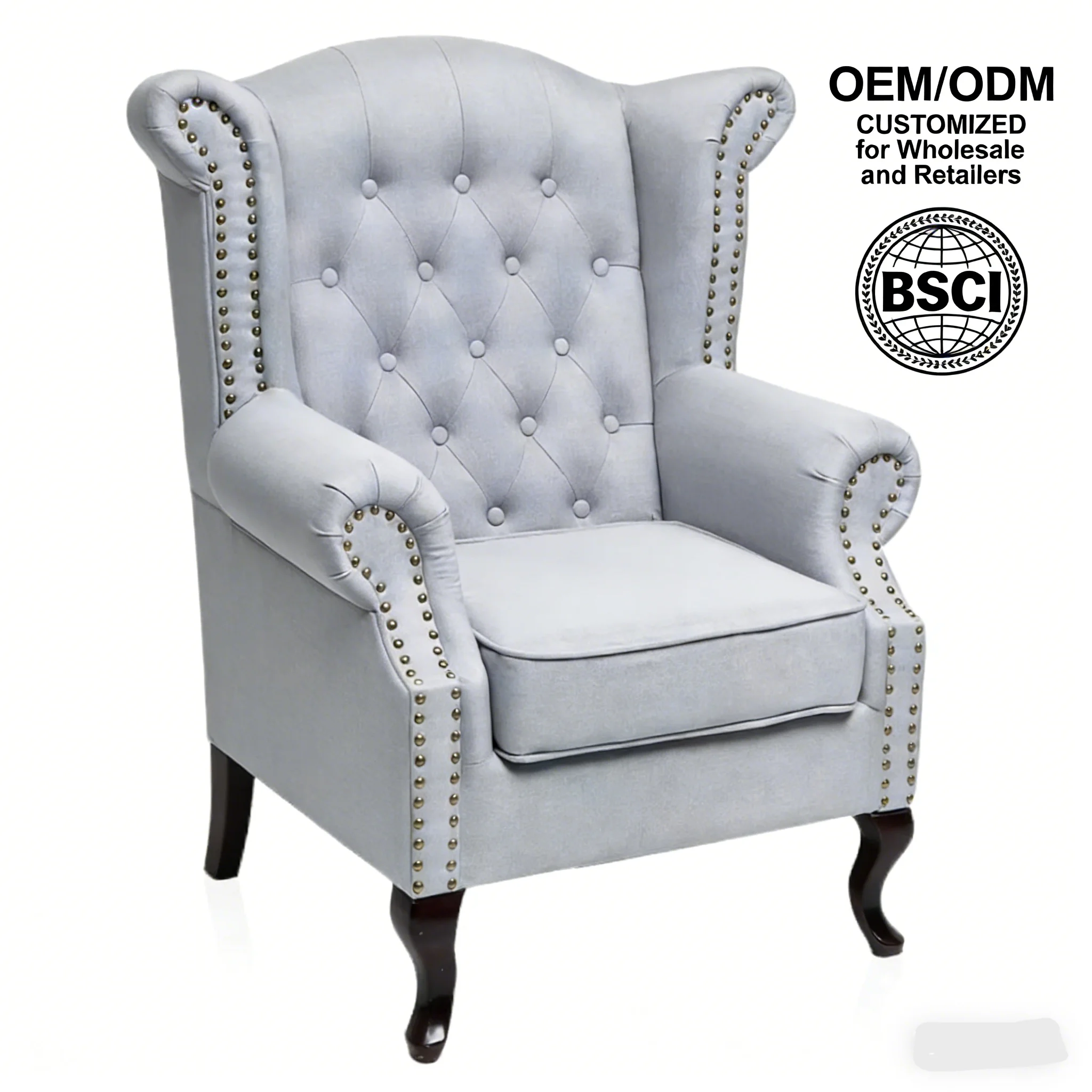 כיסא ספה מפואר בסגנון חווה, מודרני ופינתי, מעורבב בבד, עם גב מכווץ יחיד בסגנון צ'סטרפילד, לשימוש בגימנסיה, בבית ספר, או בחדר מגורים