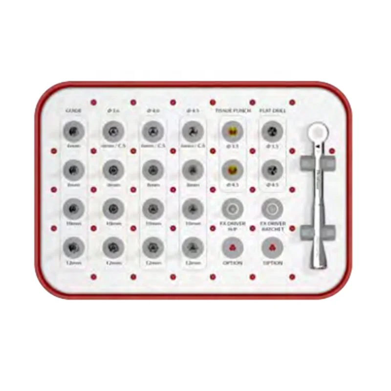 Dentium Kitus Ductilis pro Implantis Dentalibus, Kitus Ductilis Profectus, Fixationes Dentales, Kitus Dask pro Elevatio Sinuum, Instrumenta Chirurgica, Series Perforatorum cum Arrestatoribus, Approbatus