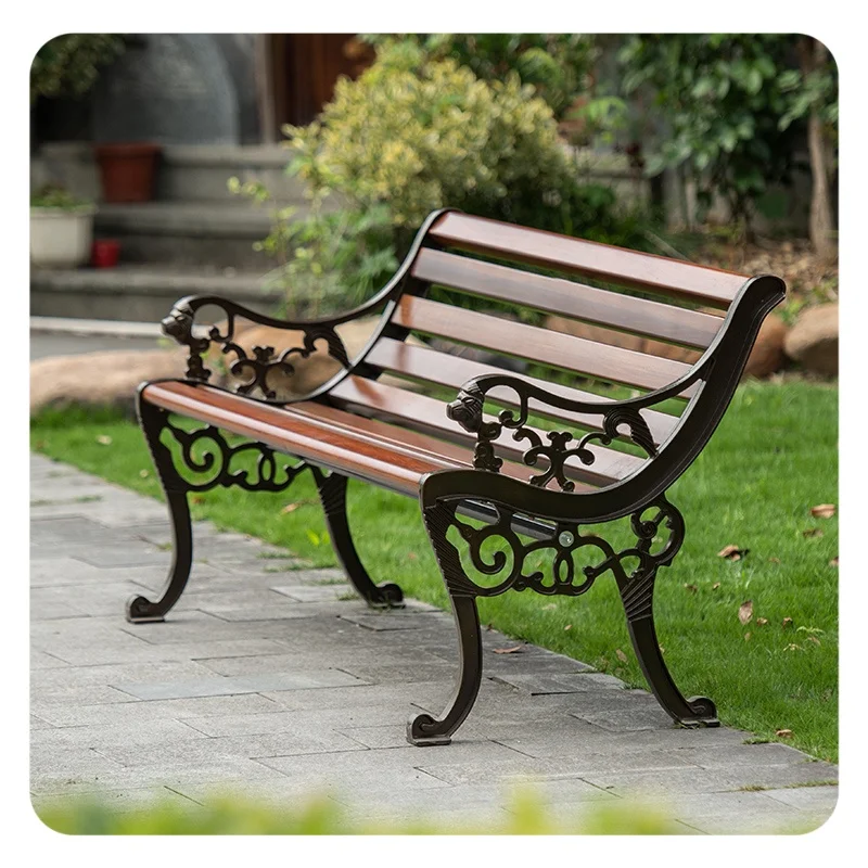 Modern Design Outdoor Park Bench with Backrest Zinc Alloy and Steel Material for Patio and Garden Use