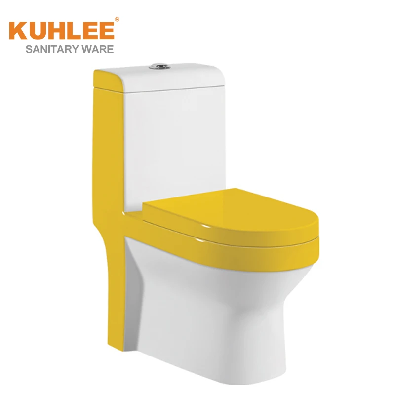 Top Selling Red Black Green Colored Ceramic Sanitary Wares Siphonic One Piece Toilet Sets Bathroom Suites