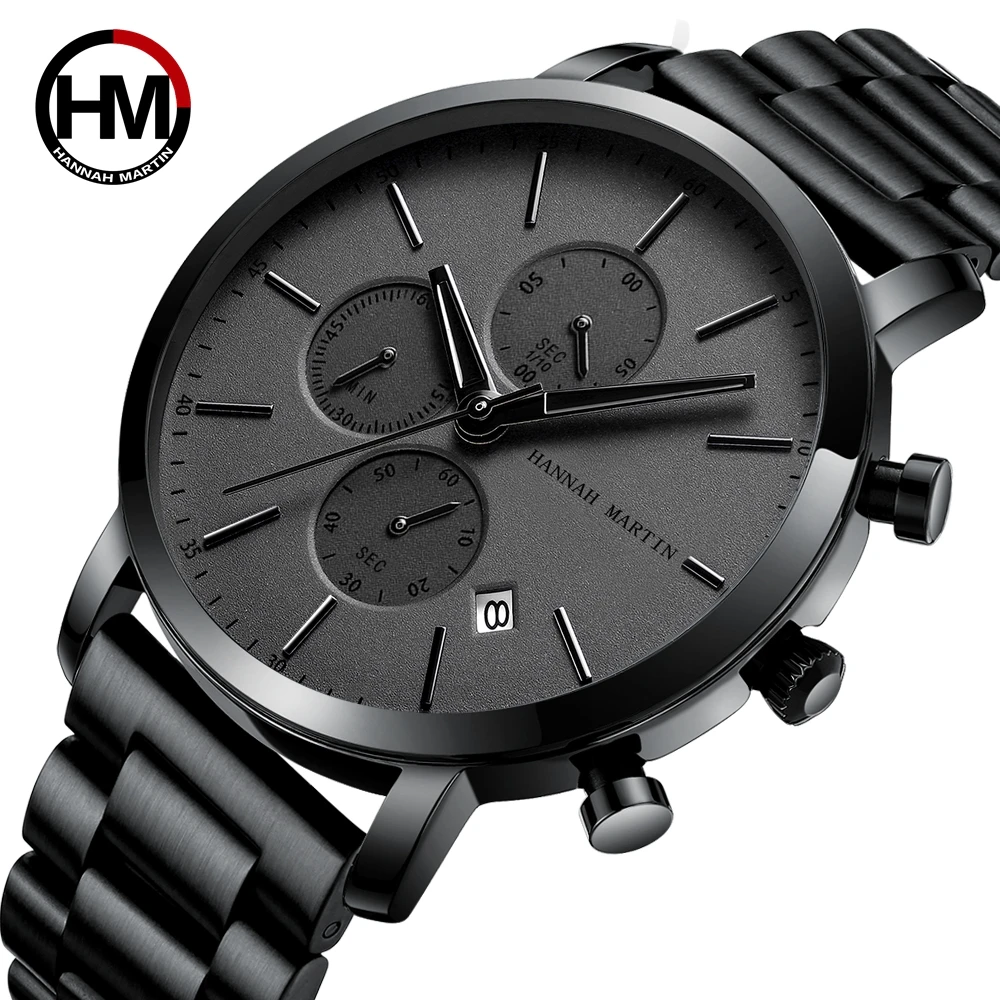 luther chronograph black stainless steel watch