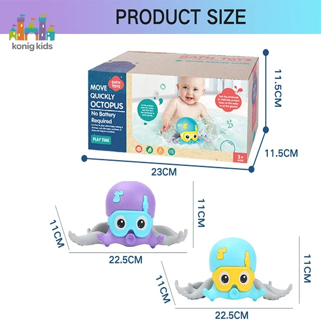 Konig Kids New Arrivals Pull Wind Up Walking Bath Toy Animal Octopus Amphibious Toy Toddler Bath Toys
