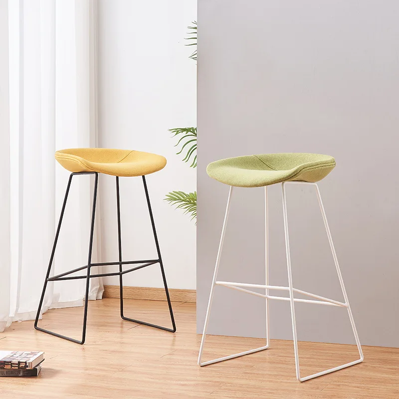 Nordic Steel Bar Chair Modern Coffee Kitchen Home Bar Furniture Fabric