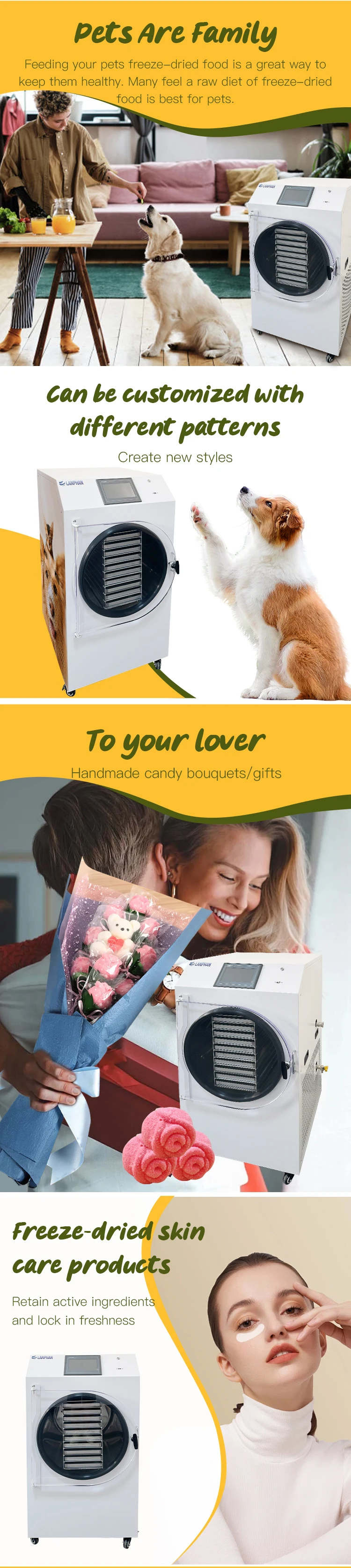 product-1-1 2 Hours Candy Fast Freeze Drying Commercial HFD-9 Vacuum Lyophilizer Freeze Dryer Sublimation Machine 10 Trays