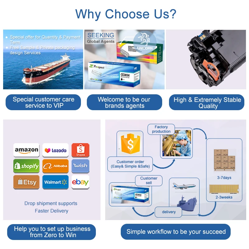 Prospect Compatible Laser Toner for HP 85A 05A 12A 17A 26A 28A 76A 59A 78A 79A 80A 83A 88A hp Black Toner Cartridge Prices