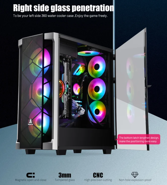 New Gaming desktop chassis  Desktop Pc Computer For Gaming Support powerful water cooling system  full tower case Shanhai