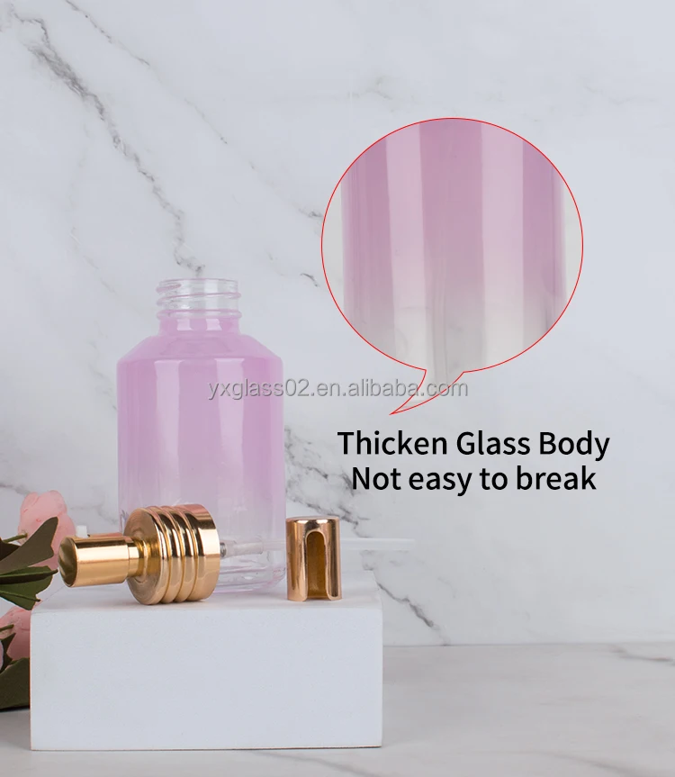 Inclined shoulder cosmetic glass bottle set oblique glass cream jar skincare cosmetic packaging glass bottle details