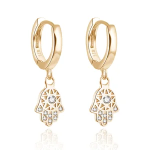 Wholesale Turkish Gold Plated Jewelry Hamsa Pendant Earrings for Women