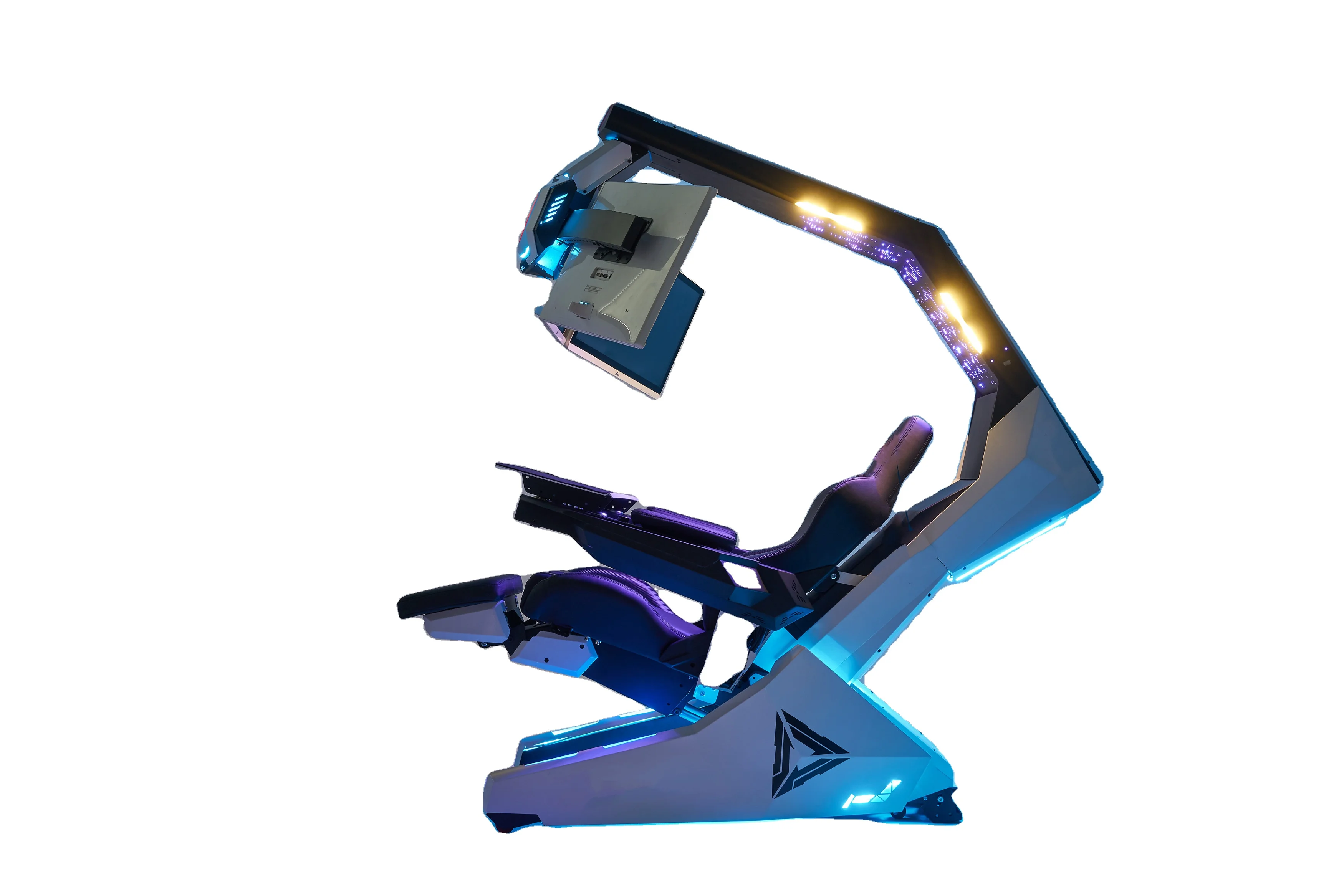 Easecomfy Home Office  R1 Pro Genuine Leather High Back Recline zero Gravity Gaming Cockpit Massage Speakers Monitor Adjustable