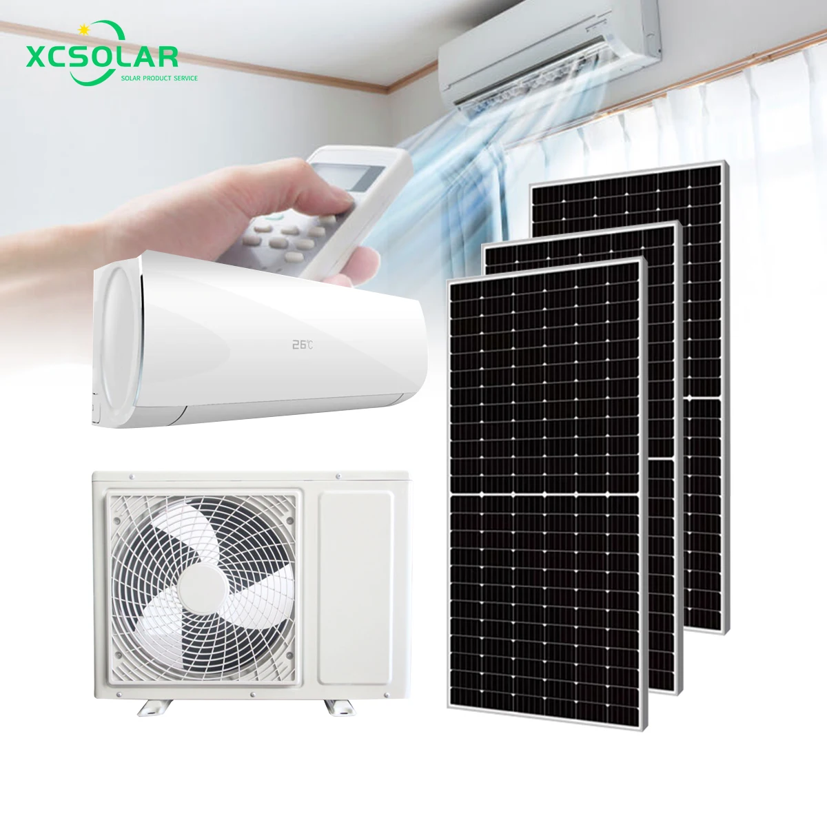 Smart 12V 24V 48V 2 Hp Off Grid Solar Airconditioner For Homes 12000Btu 18000Btu Paneles Solares Para Aire Acondicionado