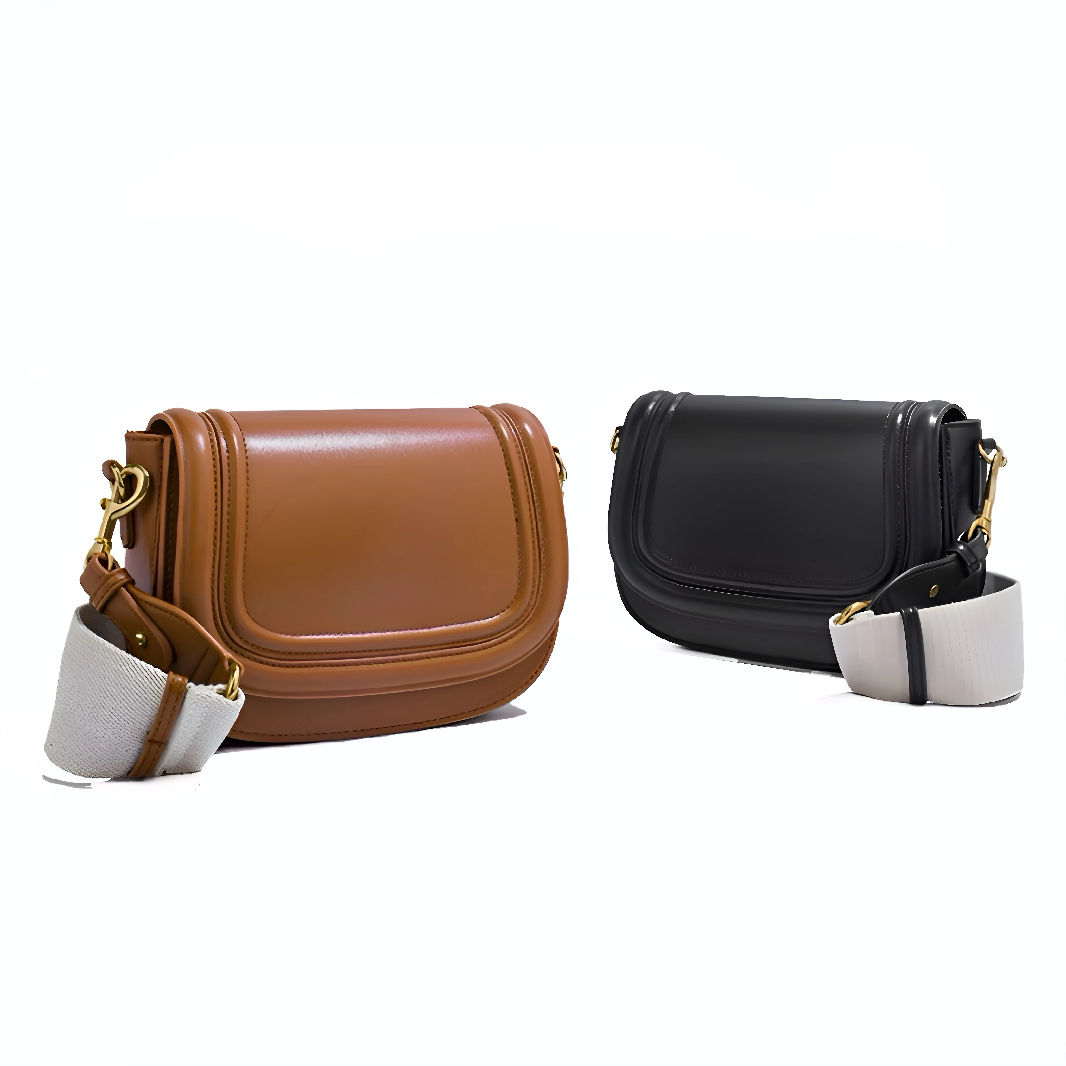 Women'S Elegant PU Leather Purse Versatile Crossbody Crescent Design with Woven Strap Large Capacity Shoulder Tote Handbag