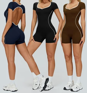 Women's Sportswear Yoga Outfit Custom Bodysuit Hollow Out Back One Piece Woman Rompers Workout Playsuit Sports Fitness Jumpsuit