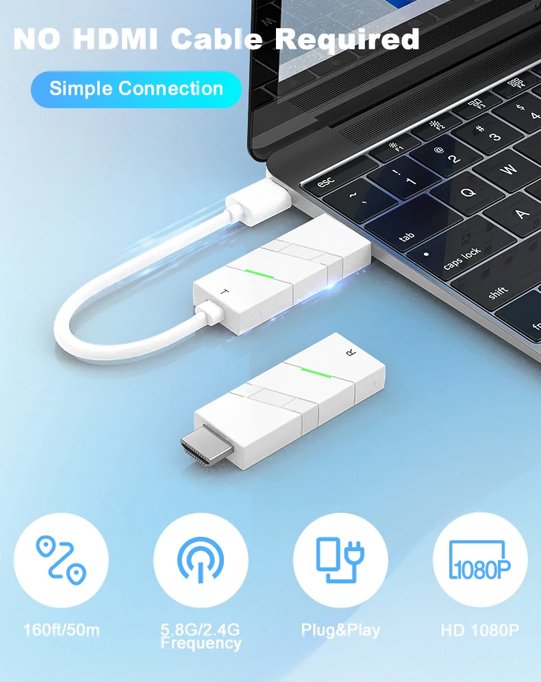HOOMC Hdmi Wireless Extender Wireless Hdmi Audio Video Transmitter and Receiver Wifi Audio Transmitter hdmi Av Sender 50M