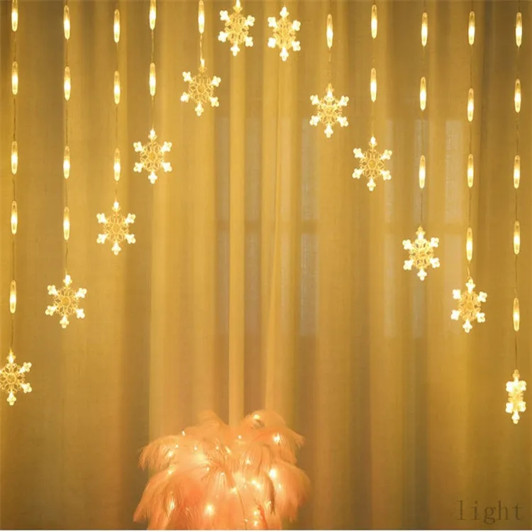 Colorful Xmas Inverted V Snowflake LED String Curtain Light Flashing Holiday Party Connectable Wave Fairy Decoration