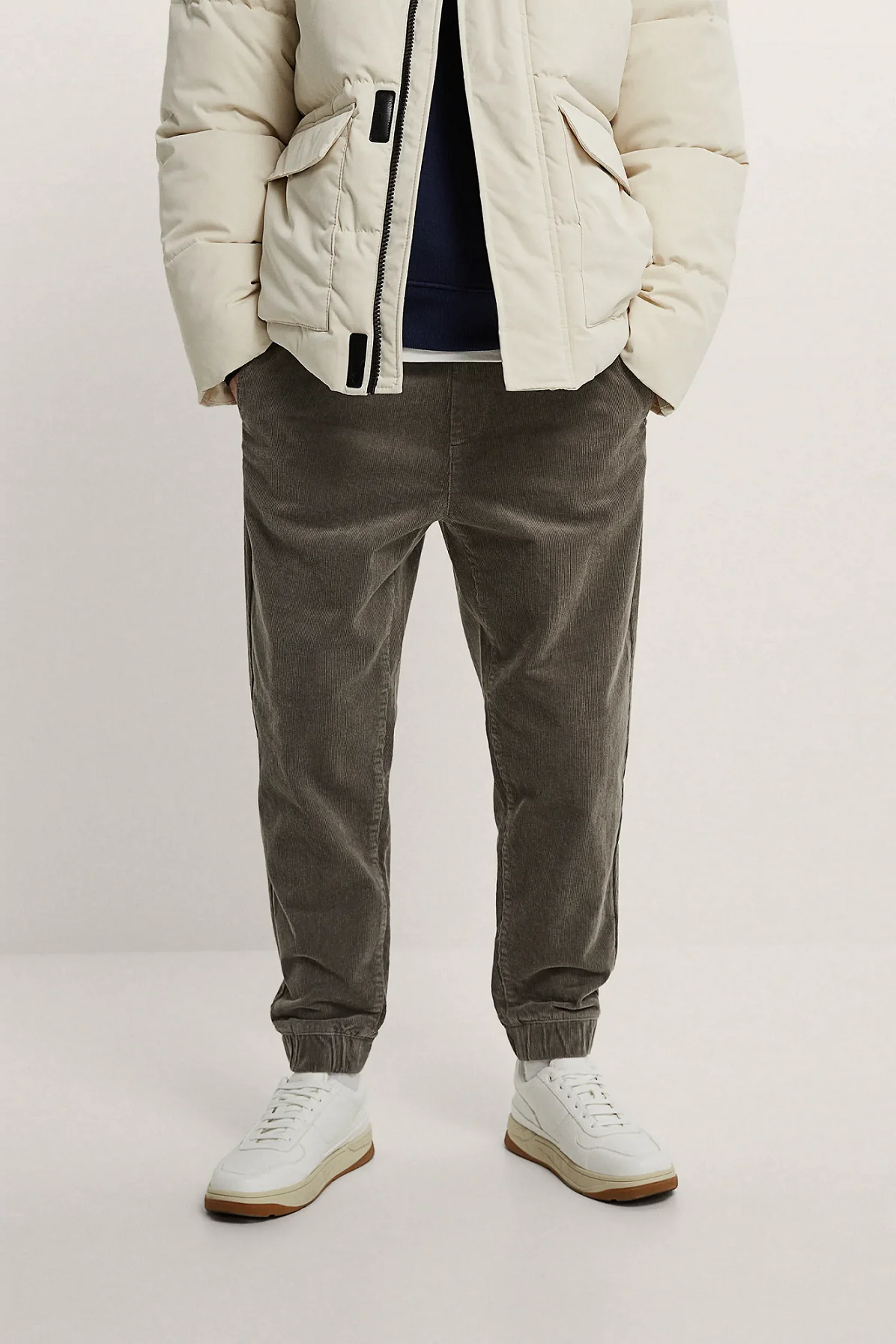 fashionable loose wide leg straight corduroy pants for men