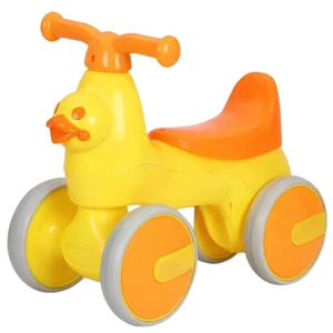 Children's 4-Wheel Baby Walker Balance Bike with Horn Music Mega Push Car for Kids Ride Plastic Material Battery Powered