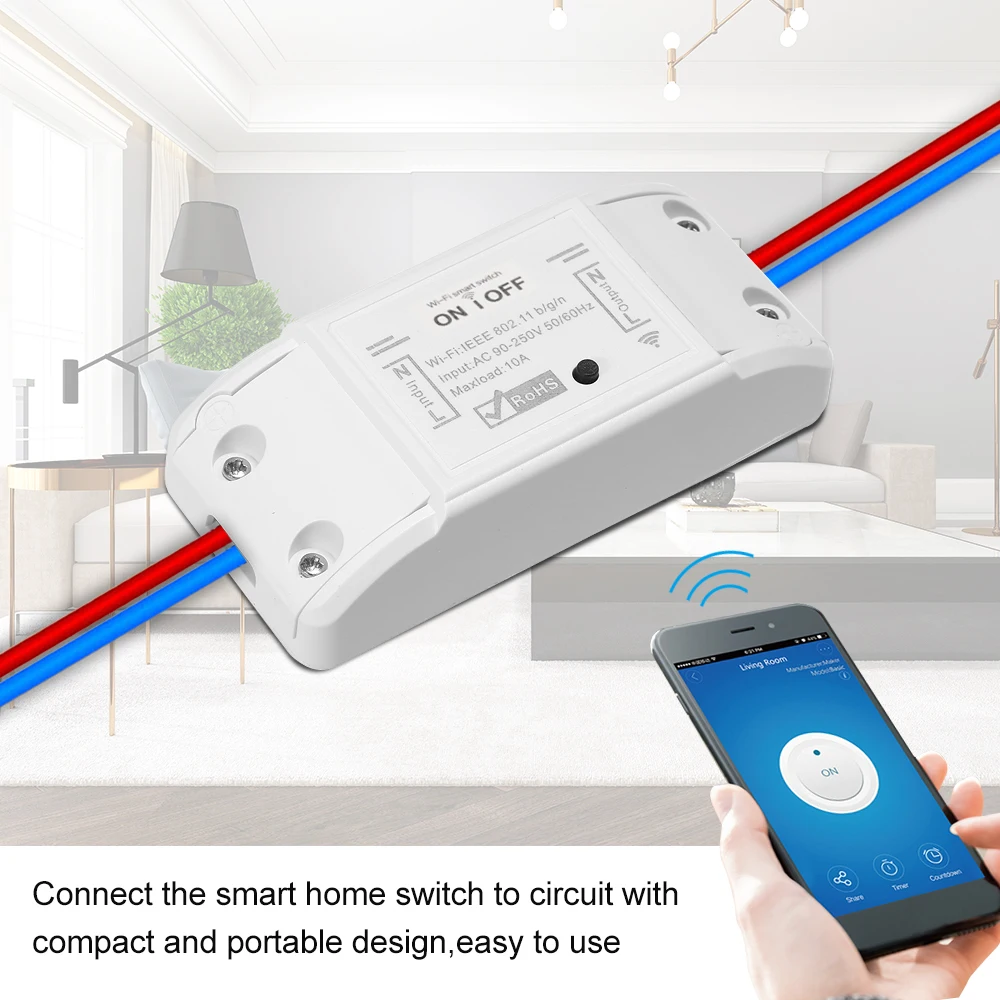 Smart Home Voice Control  Intelligent Wifi Wireless Remote Control Universal Relay Module Light Power Mini Switch
