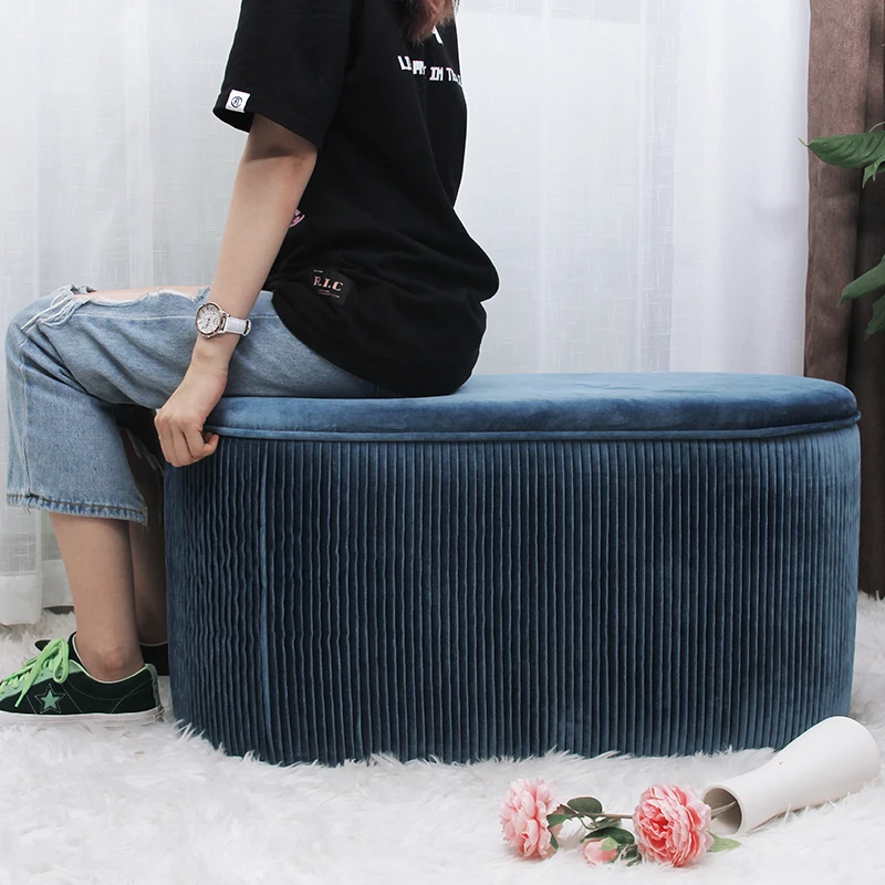 Customized Luxury High Quality Factory Wholesale Modern Home Bedroom Storage Velvet Ottoman Box Bench Seating