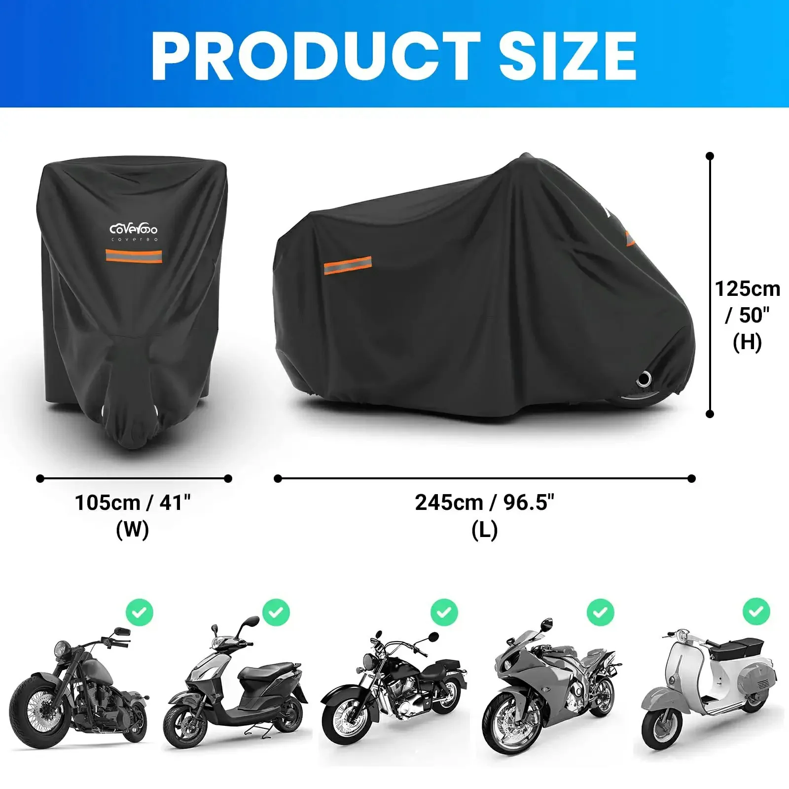 KEEPDSGN XXL Motorcycle Cover – Waterproof & UV Resistant – Fits