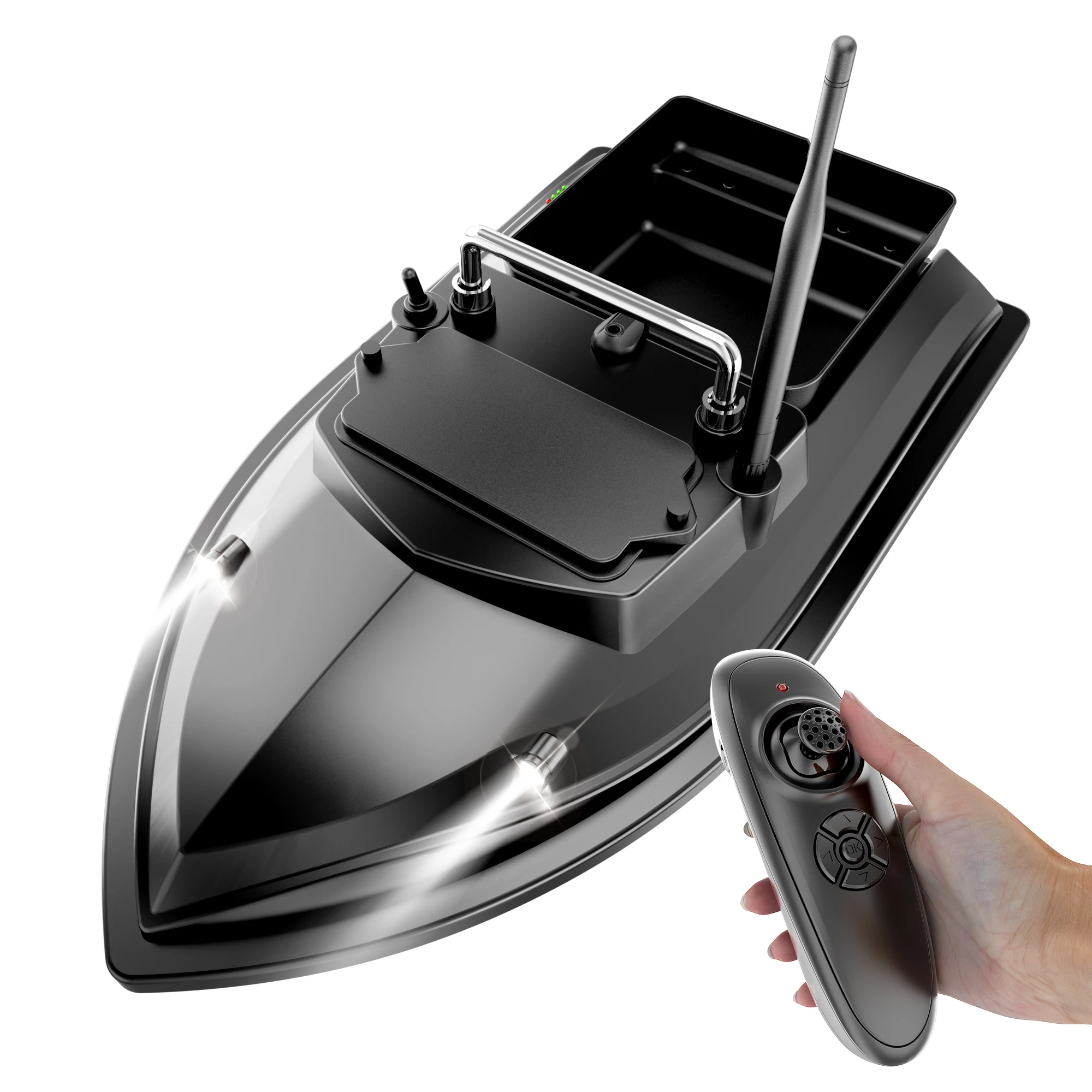Flytec V050 Wireless Dual Power Supply 500M Fixed Speed Cruise RC Fishing Bait Boat With 4 LED Lights Fish Feeder for Fishing