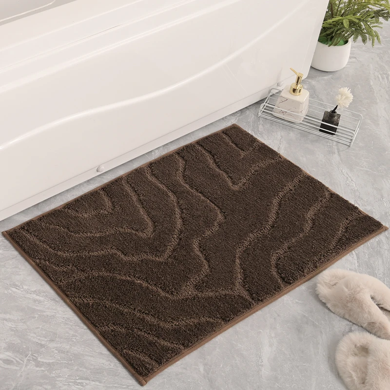 Bathroom Carpets Shaggy Soft Nonslip Floor Carpets Non-Slip Bath Floor Mat Microfiber Flocked Bath Mat