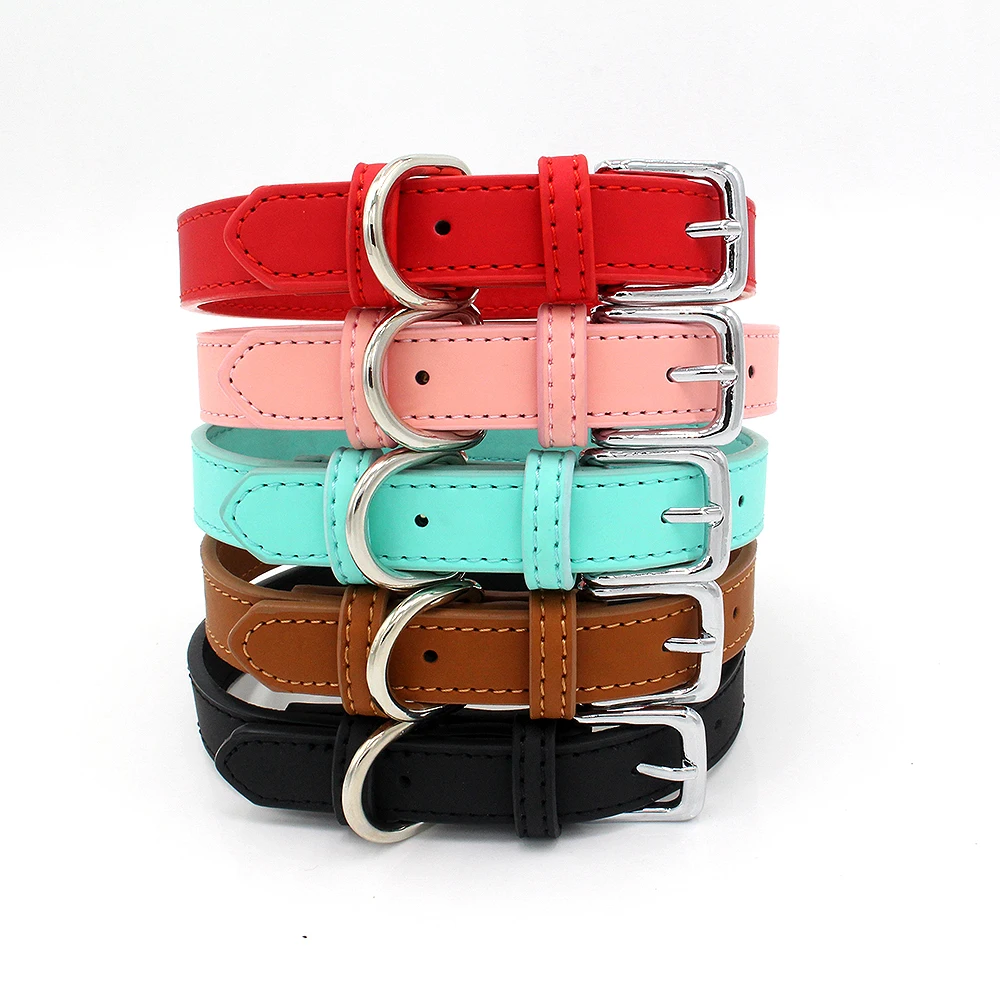 Pu Leather Pet Cat Collar Softly Padded Waterproof Classic Vegan ...