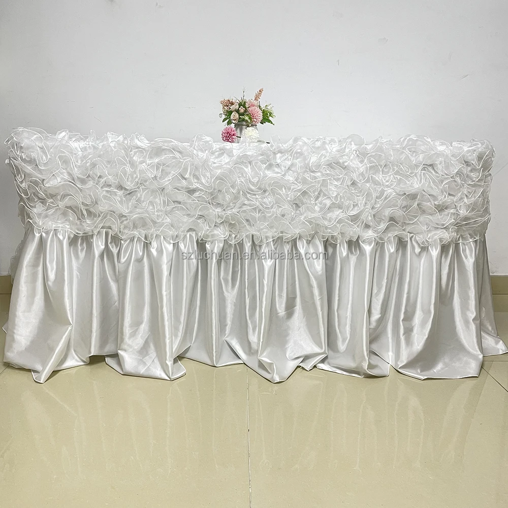 Customized Organza Banquet Table Cloth with Ruffled