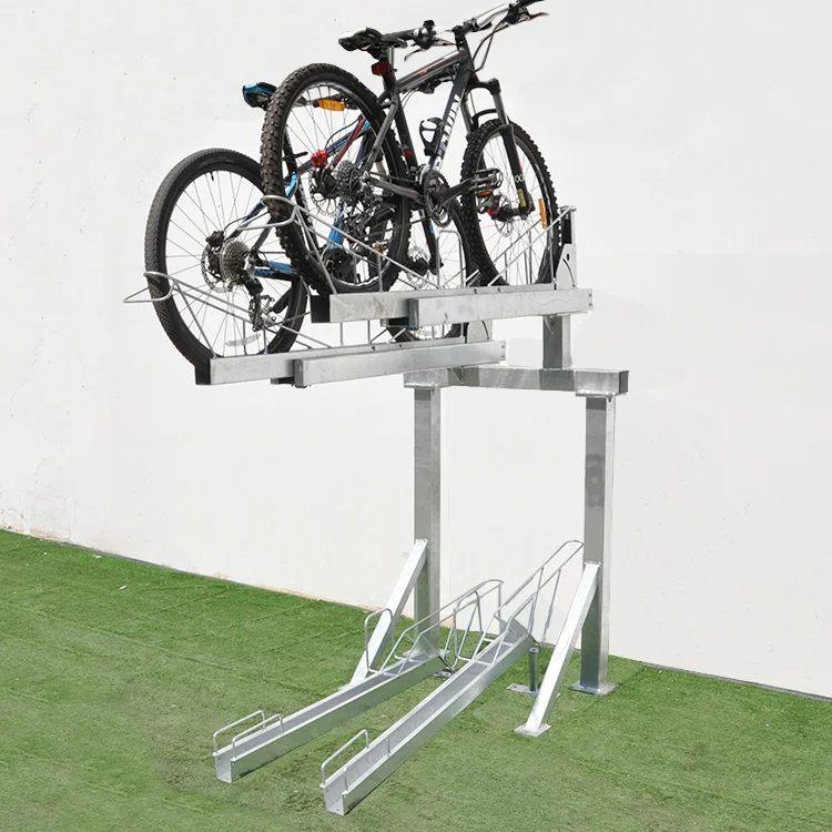 Customized Commercial Universal Two Tier Bicycle Racks Double Decker Stackable Bike Parking Racks Rack Stand Double