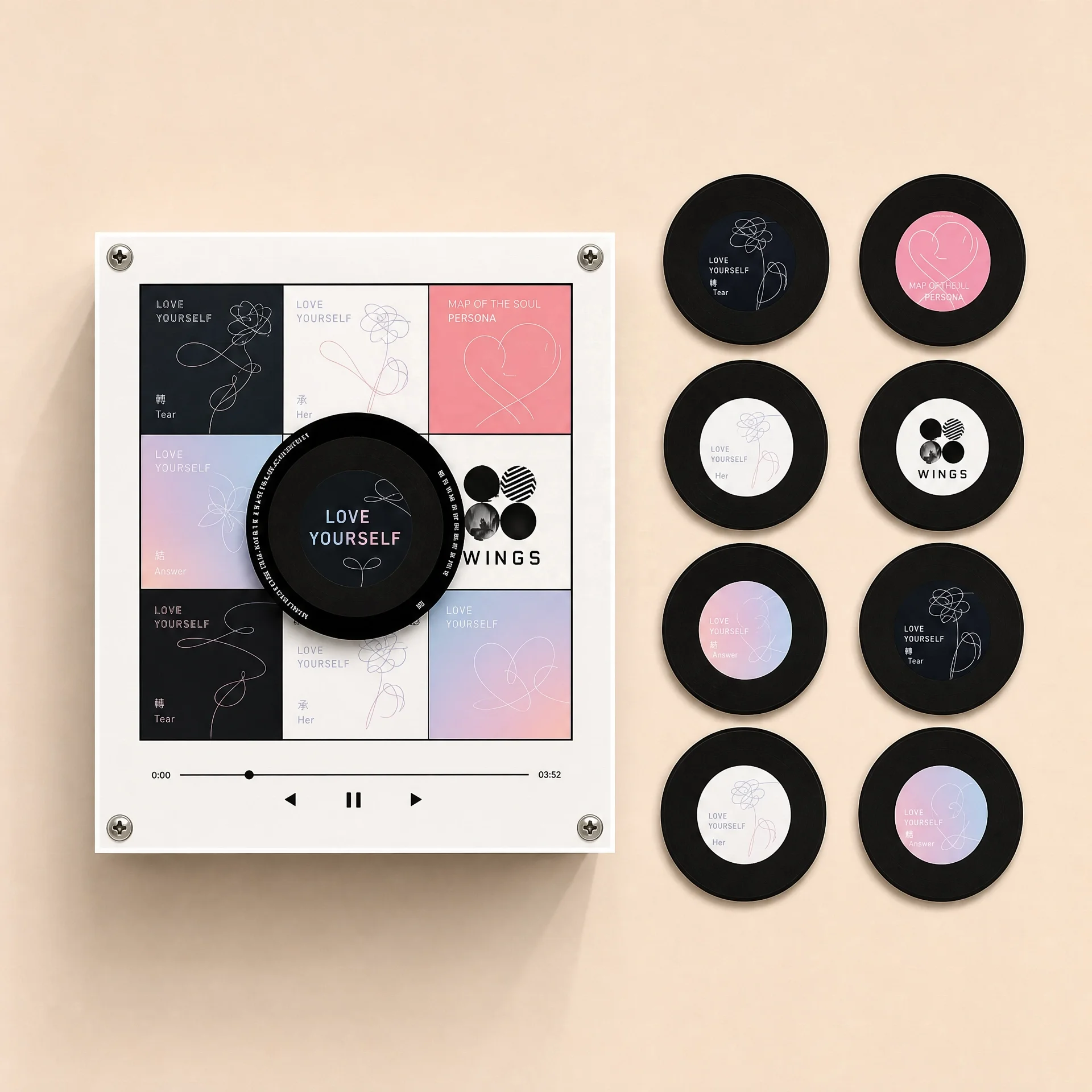 Custom BTS Photo NFC Music Fridge Magnet Rotatable Vinyl Record