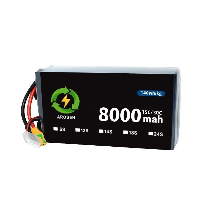 High Density Rechargeable Solid State Drone Battery 7000mah 8000mah 8ah 6s 22.2v Lipo Battery