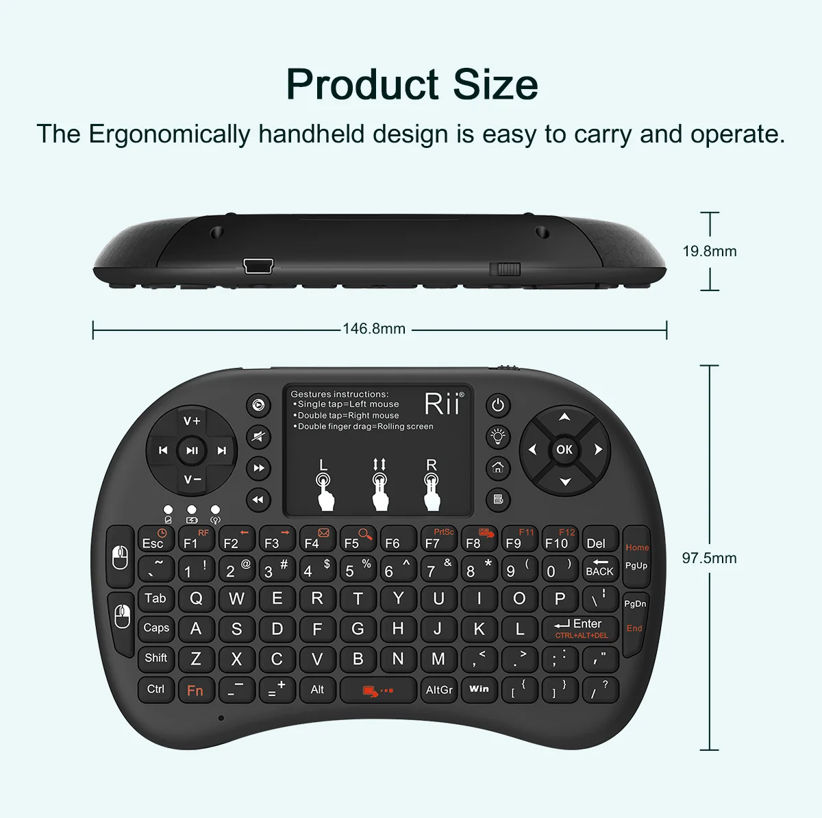 Rii I8 X8+ Mini Wireless Backlight Keyboard With Touchpad Remote