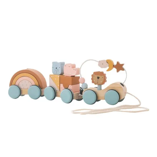 New Arrival Wooden Dragging Car Toys Kids Montessori Toys Preschool Early Learning Educational Toys for Children Toddlers
