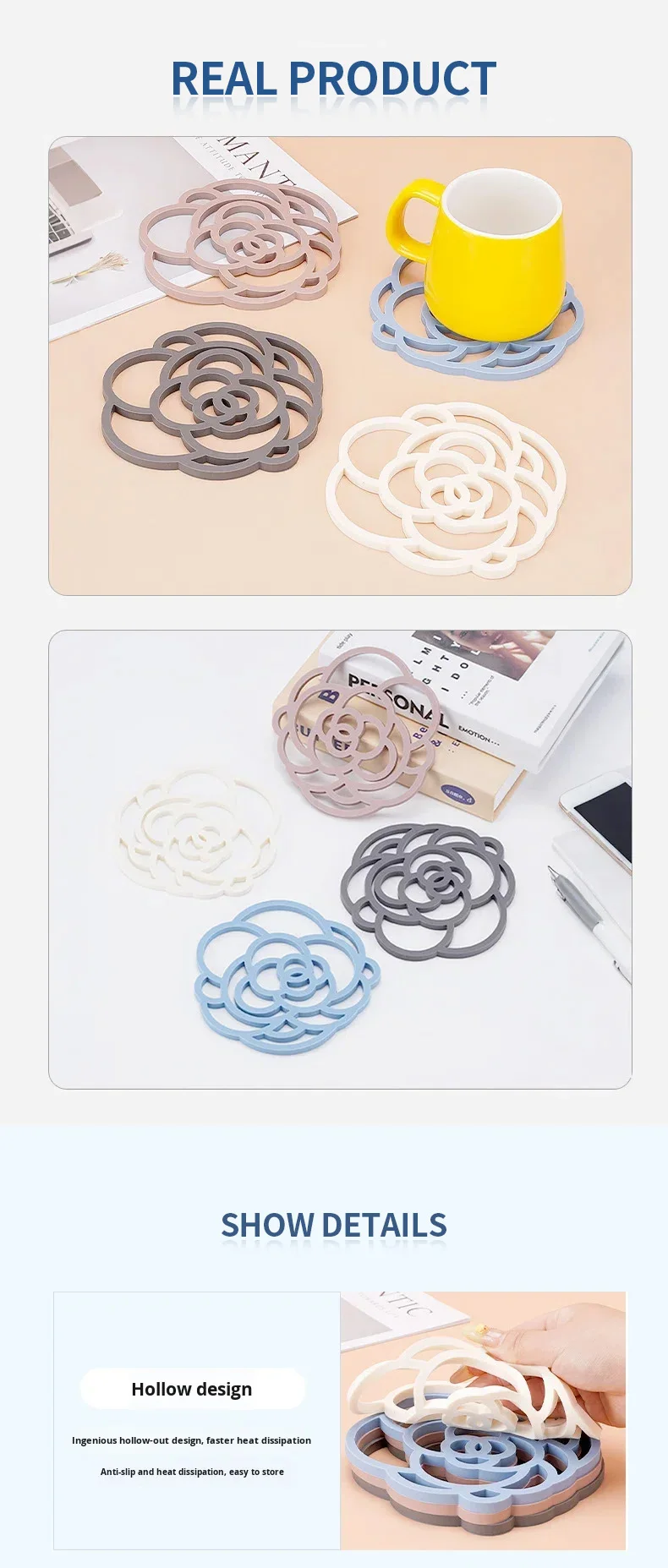 Silicone Cup Mats, Heat Insulation Mats, Table and Plate Mats, Anti-slip, Waterproof and Heat-resistant Mats Home Dining Mat details