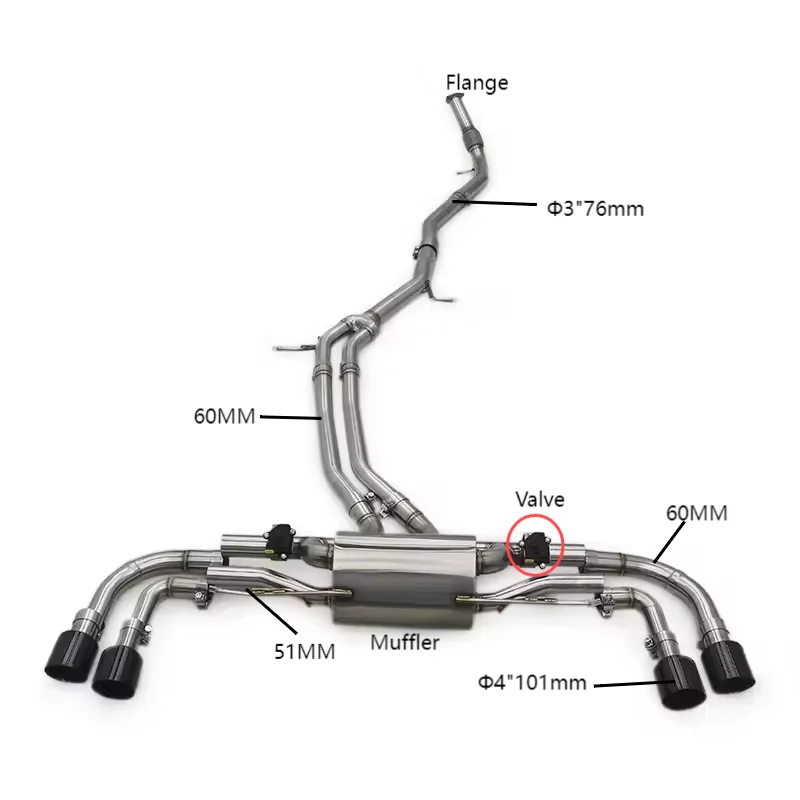 COC Performance Catback Exhaust for PORSCHE Cayenne E3 9Y0 2017-2019 Stainless Steel Exhaust Valve Control System Pipe Muffler