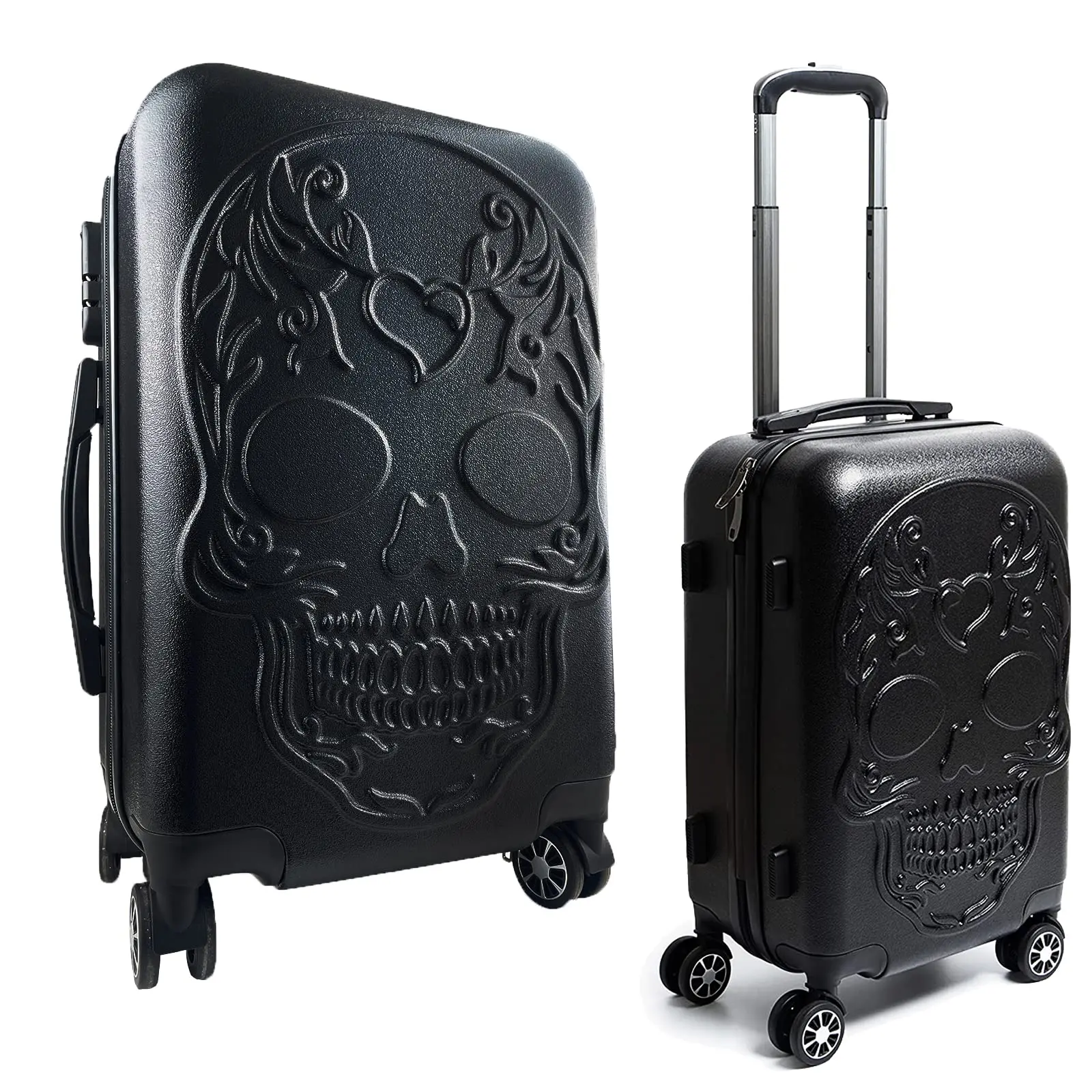 Sugar Skull Travel Suitcase With Wheels Spinner Rolling Luggage Bag for Traveling Hard Shell Spinner Carry on Baggage