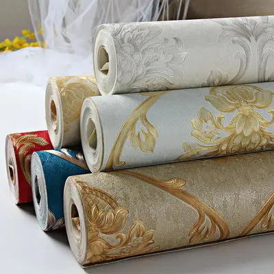 Classic European Retro 3d Three-dimensional Antique  European Flower Dark Background Damask Wallpaper