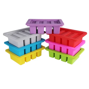 4 Cavities Rectangle Pudding Soap Mould Silicone Butter Mold with 304 SS knife