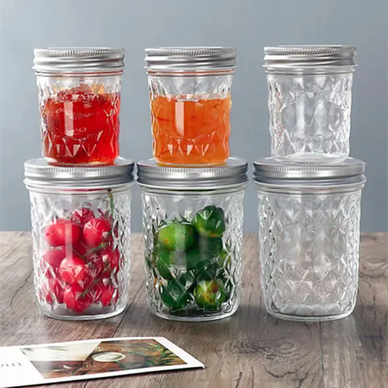 Modern Style Glass Caviar Bottle Wide-Mouth Mason Jar for Salad Jam Bird's Nest Honey Kitchen Storage Sealed