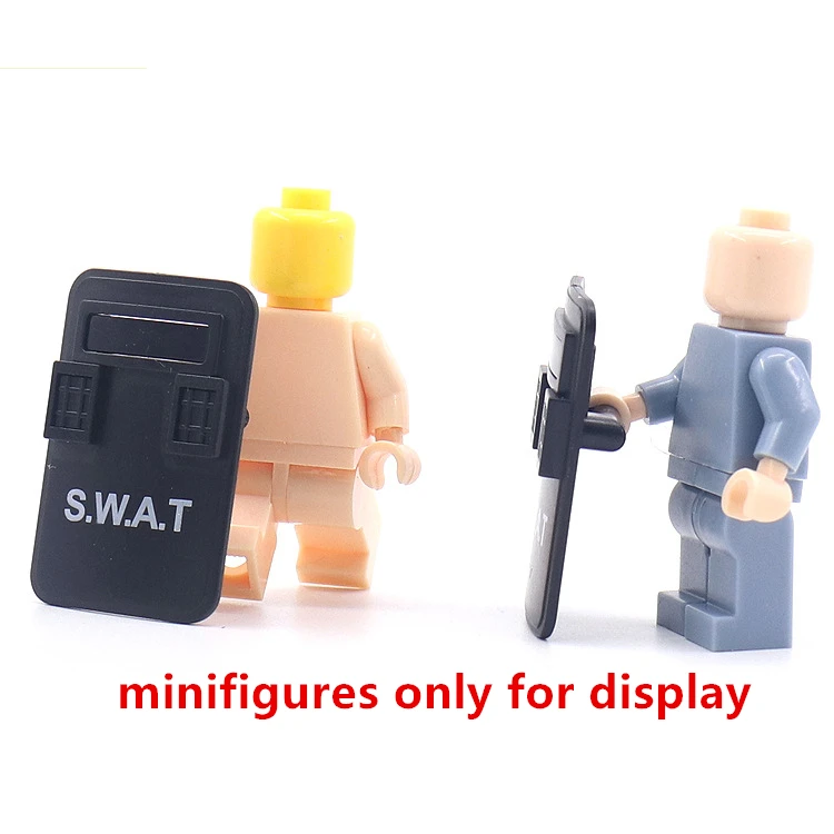 SWAT Shield Defense Equipped WW2 Soldiers Accessories Army Military Weapon Pack Building Blocks Model Toy for 5 to 7 Years Old