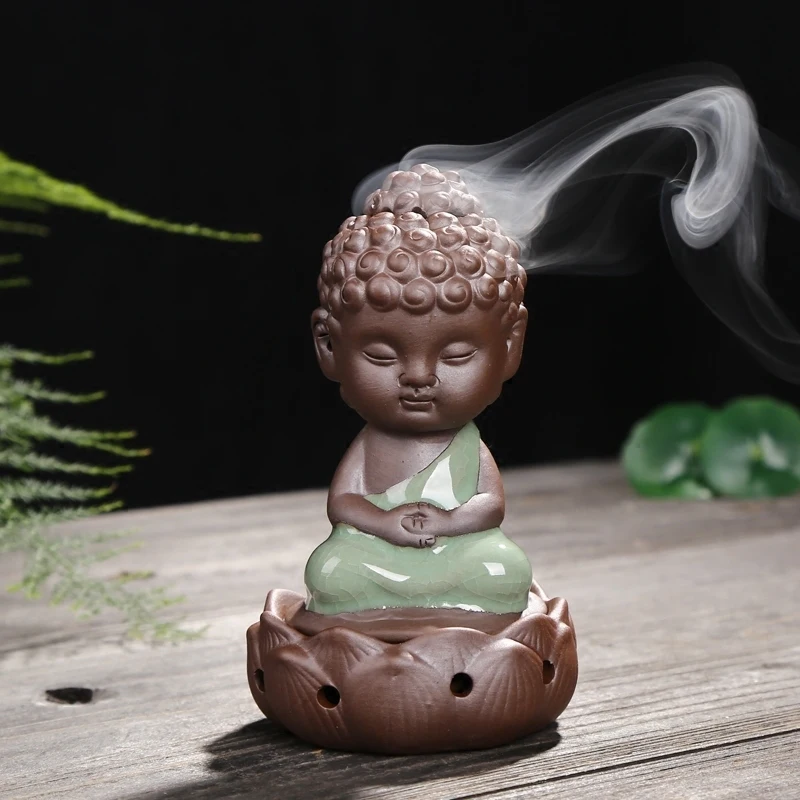 The Little Monk Censer Use in Home Teahouse Creative Home Decor Small Buddha Incense Holder Backflow Incense Burner