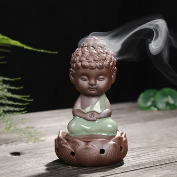 The Little Monk Censer Use In Home Teahouse Creative Home Decor Small Buddha Incense Holder Backflow Incense Burner