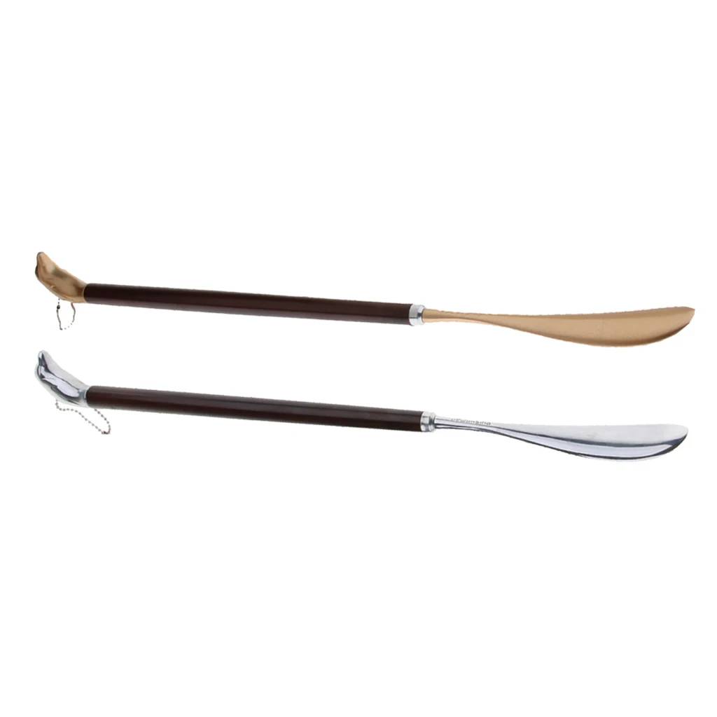 Shoe Care & Repair Long Shoe Horn with Schima Wood Handle with Dolphin